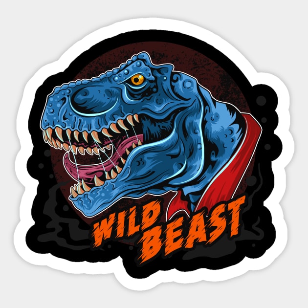 Dinosaur t rex head wild beast roar rage face Sticker by Metaart